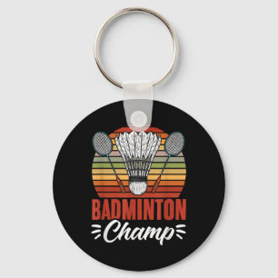 Badminton Kampioen Racket Shuttle Vintage Badminto Sleutelhanger