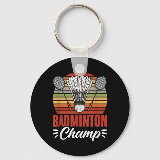 Badminton Kampioen Racket Shuttle Vintage Badminto Sleutelhanger (Voorkant)