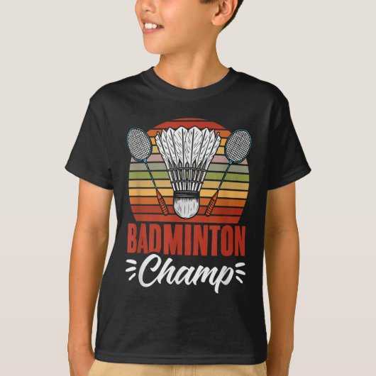 Badminton Kampioen Racket Shuttle Vintage Badminto T-shirt (Voorkant)