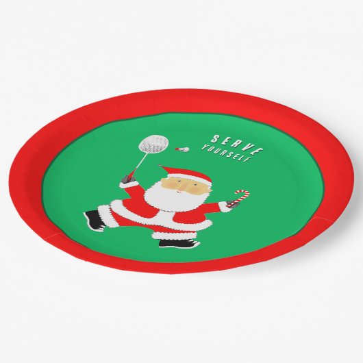 Badminton Kerstfeest Papieren Bordje (Gekanteld)