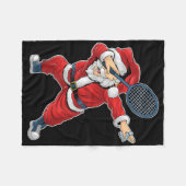 Badminton Kerstmis Dabbing Kerstman Met Shuttle Fleece Deken (Voorkant (Horizontaal))