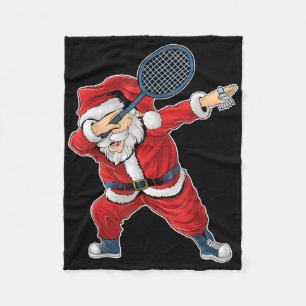 Badminton Kerstmis Dabbing Kerstman Met Shuttle Fleece Deken