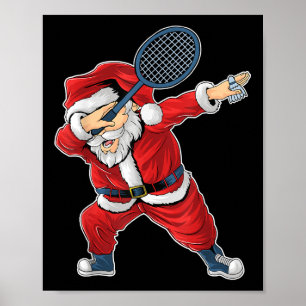 Badminton Kerstmis Dabbing Kerstman Met Shuttle Poster