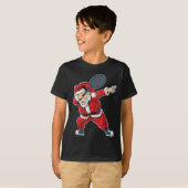 Badminton Kerstmis Dabbing Kerstman Met Shuttle T-shirt (Voorkant volledig)