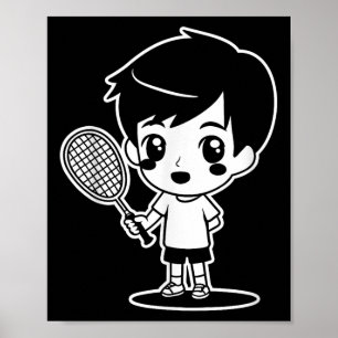 Badminton Kind Cartoon Racquet Sport Shuttle Poster