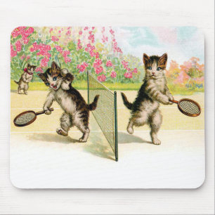 Badminton Kittens Vintage Kunst Muismat
