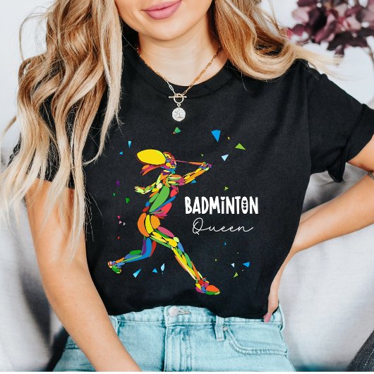 Badminton Koningin Shirt Levendig Abstract Speler