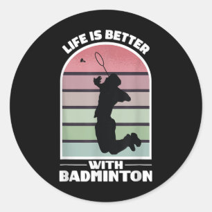 Badminton Leven Grappige Shuttle Retro Game Ronde Sticker