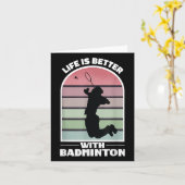 Badminton Life Funny Shuttle Retro spel Kaart (Gele Bloem)
