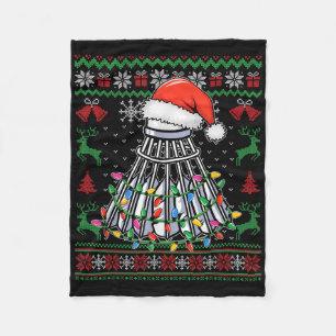Badminton Lover Christmas Shuttle Santa Hat Grappi Fleece Deken