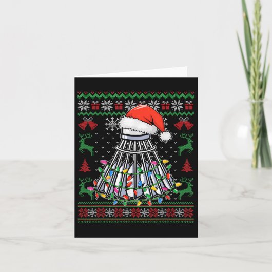 Badminton Lover Christmas Shuttle Santa Hat Grappi Kaart (Voorkant)