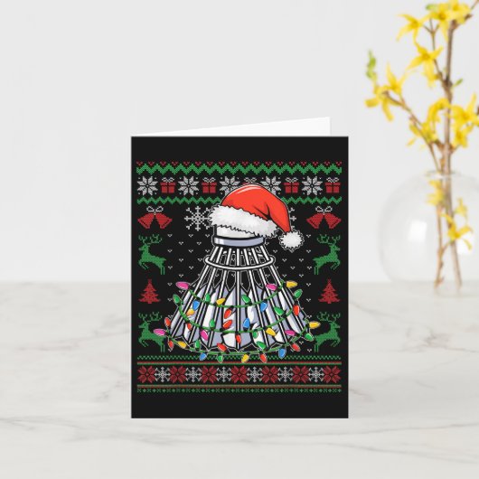 Badminton Lover Christmas Shuttle Santa Hat Grappi Kaart (Gele Bloem)