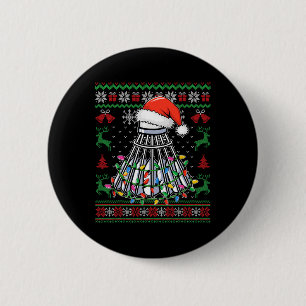 Badminton Lover Christmas Shuttle Santa Hat Grappi Ronde Button 5,7 Cm