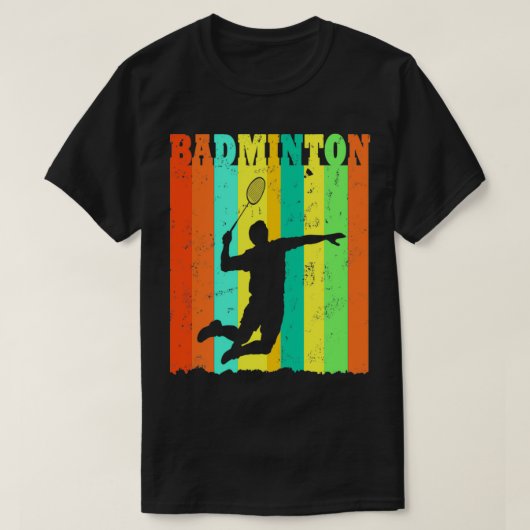 Badminton Lover Retro Sunset T T-shirt (Design voorkant)