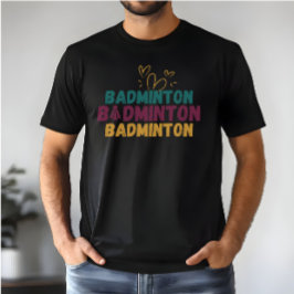 Badminton Lover - Schattigee Shuttlecock & Hearts T-shirt