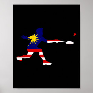 Badminton Maleisische Vlag Racket Shuttle Mannen S Poster