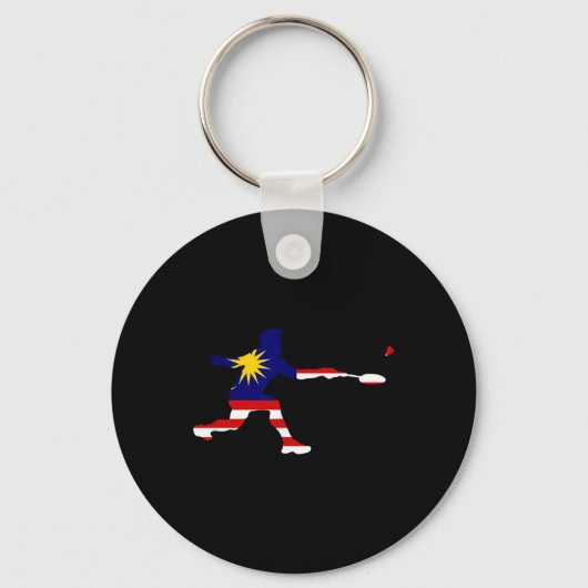 Badminton Maleisische Vlag Racket Shuttle Speler Sleutelhanger (Voorkant)