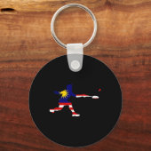 Badminton Maleisische Vlag Racket Shuttle Speler Sleutelhanger (Voorkant)
