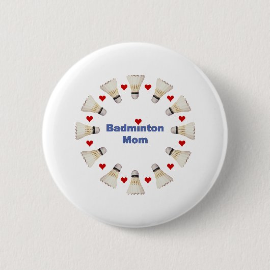 Badminton Mam Hearts Ronde Button 5,7 Cm (Voorkant)