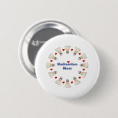 Badminton Mam Hearts Ronde Button 5,7 Cm (Voorkant /achterkant)