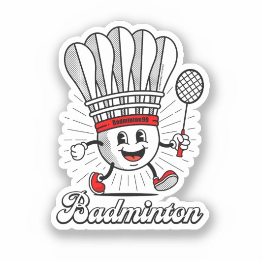 Badminton Mascot Classic Sticker (Voorkant)