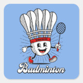 Badminton Mascot Classic Vierkante Sticker (Voorkant)