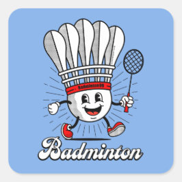 Badminton Mascot Classic Vierkante Sticker