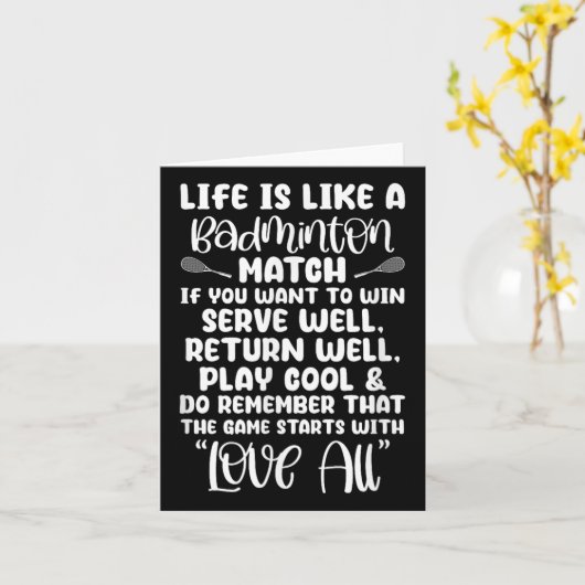 Badminton Match Sport Player Racket Shuttle Games Kaart (Gele Bloem)