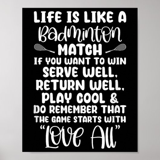 Badminton Match Sport Player Racket Shuttle Games  Poster (Voorkant)