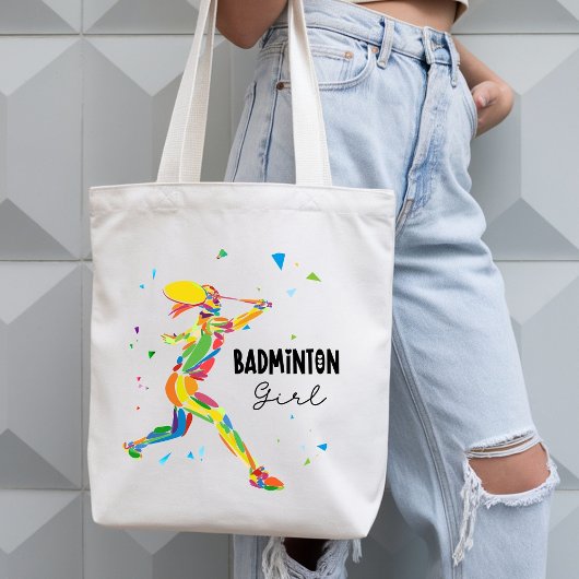 Badminton Meisje Levendig Abstracte Speler Tote Bag
