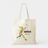 Badminton Meisje Levendig Abstracte Speler Tote Bag (Achterkant)