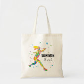 Badminton Meisje Levendig Abstracte Speler Tote Bag (Voorkant)