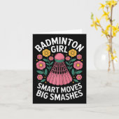 Badminton Meisje Shuttle Grappige Badminton Kaart (Gele Bloem)