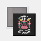 Badminton meisje shuttle grappige badminton  magneet (Voorkant / Achterkant)