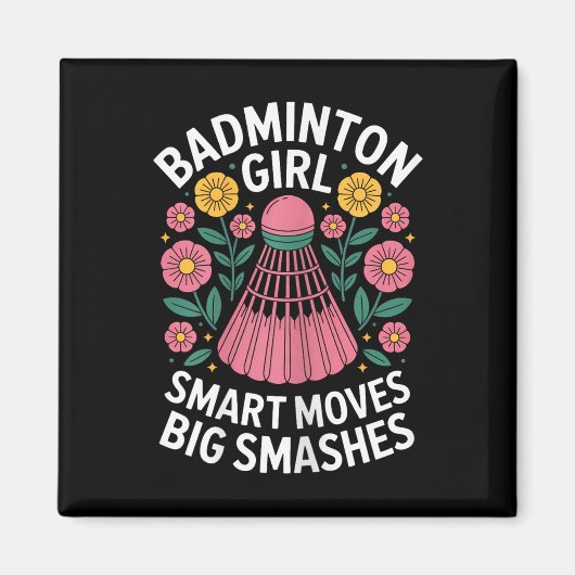 Badminton meisje shuttle grappige badminton  magneet (Voorkant)