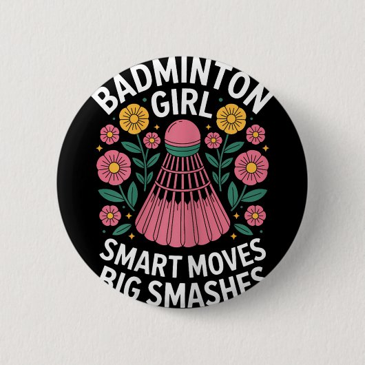 Badminton Meisje Shuttle Grappige Badminton Ronde Button 5,7 Cm (Voorkant)