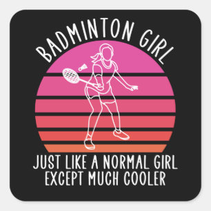 Badminton meisje vierkante sticker