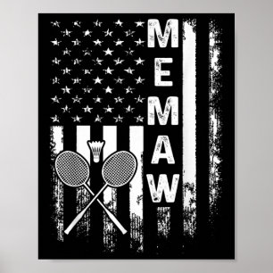 Badminton Memaw Amerikaanse Vlag Vintage Kerstmis Poster