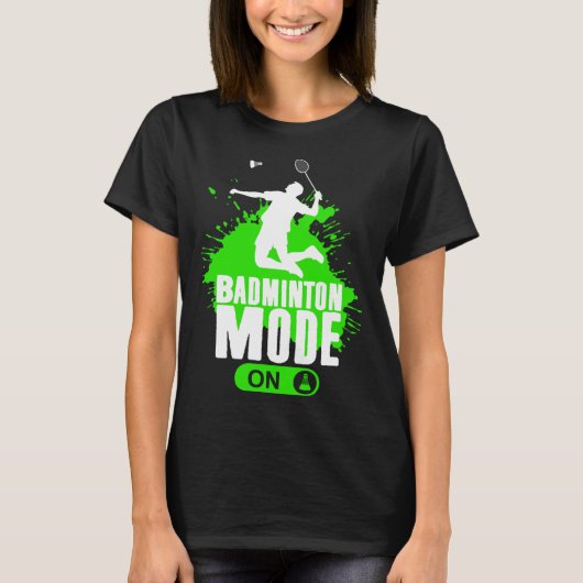 Badminton Mode On Mens Boys Youth Player Graphic T-shirt (Voorkant)