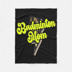 Badminton Mom Leopard Bolt Thunder Sport Fleece Deken