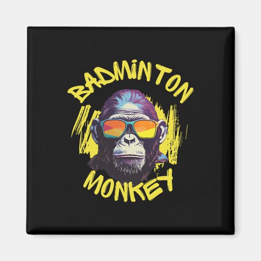 Badminton Monkey met Racquet Shuttle Oerwoud Sport Magneet (Voorkant)