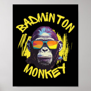 Badminton Monkey met Racquet Shuttle Oerwoud Sport Poster