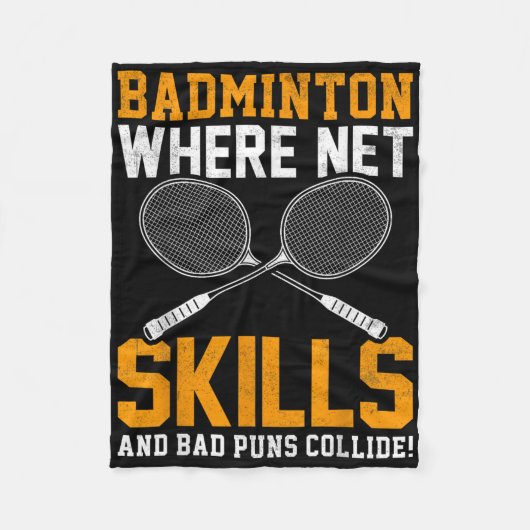 Badminton Net Skills Bad Puns Collide Badminton PL Fleece Deken (Voorkant)