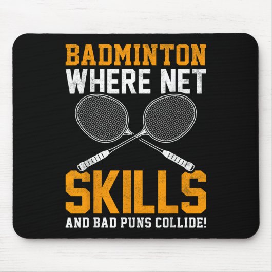 Badminton Net Skills Bad Puns Collide Badminton Pl Muismat (Voorkant)