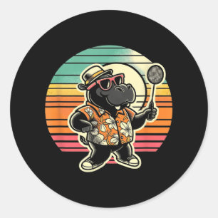 Badminton Nijlpaard Shuttle  Ronde Sticker