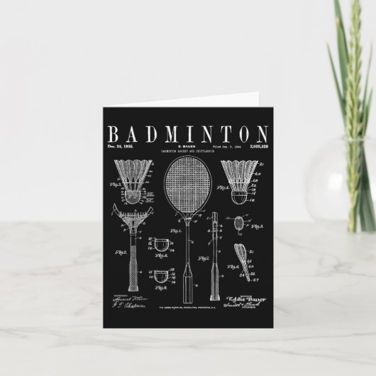 Badminton Old Patent Drawing Print Kaart (Voorkant)