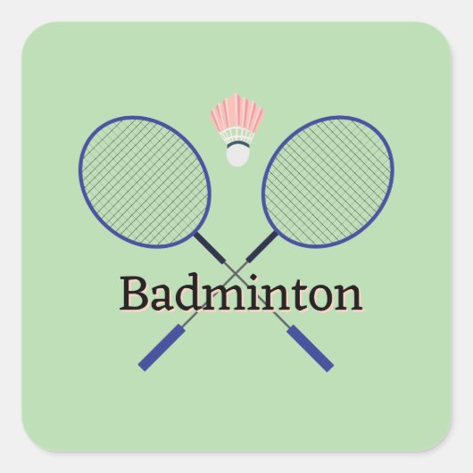 Badminton-ontwerp Vierkante Sticker (Voorkant)