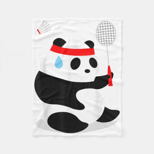 Badminton Panda Getting Sweaty miste Fleece Deken (Voorkant)