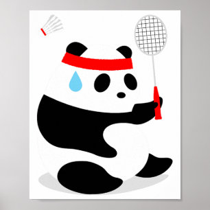 Badminton Panda Getting Sweaty miste Poster