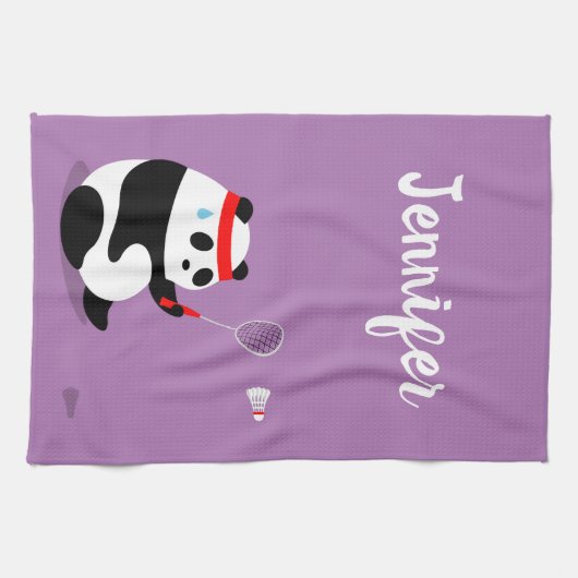 Badminton Panda Getting Sweaty Sports Towel Theedoek (Horizontaal)